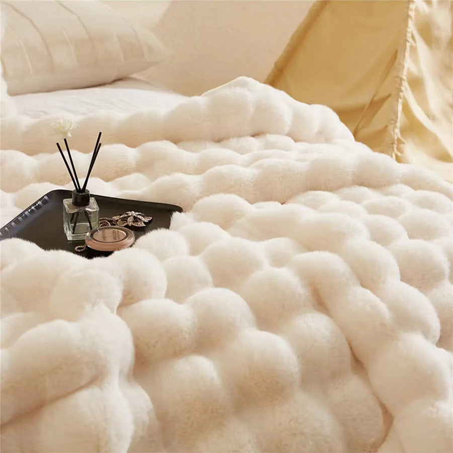 Double-Sided Faux Rabbit Fur Blanket